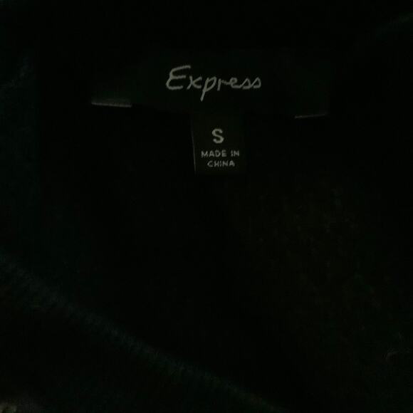 Express Womens Multicolor Argyle Pattern Shimmery Sequined Crewneck Top Sz Small - Picture 4 of 8